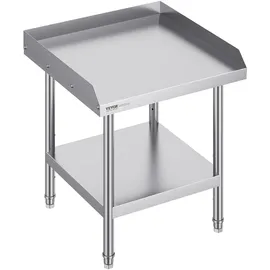 Vevor Arbeitstisch aus Edelstahl, kommerzieller Arbeitstisch zur Lebensmittelzubereitung, 3-seitiger Spritzschutz, 610 x 610 x 660 mm Küchentisch, Arbeitstisch mit einstellbarer Höhe für Hotel