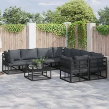 vidaXL Garten-Lounge-Set 9-tlg. schwarz