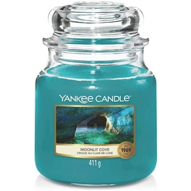 Yankee Candle Moonlit Cove Medium Jar Wachskerze Zylinder Bernstein, CEDAR, Zitrus, Eukalyptus, Ingwer, Citronella Blau 1 Stück(e)