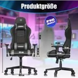 Kesser KESSER® Gaming Stuhl Ergonomisch Bürostuhl mit Kopfstütze & Lendenkissen Racing Gamer Stuhl 150kg belastbar Armlehne 360° Drehbarer Schreibtischstuhl Gaming Chair + Gummi-Rollen