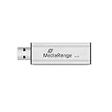 MediaRange USB 3.0 Speicherstick 64GB - Mini USB Flash-Laufwerk mit Schiebemechanismus und Schlüsselanhänger, externe Speichererweiterung mit Lesegeschwindigkeit von bis zu 34 MB/s, Farbe Silber