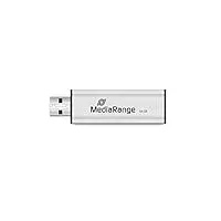 MediaRange USB 3.0 Speicherstick 64GB - Mini USB Flash-Laufwerk mit Schiebemechanismus und Schlüsselanhänger, externe Speichererweiterung mit Lesegeschwindigkeit von bis zu 34 MB/s, Farbe Silber