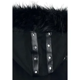 Gothicana by EMP Damen schwarze Winterjacke mit Kunstfellkragen und dekorativen Nieten M - M