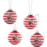 1. FC Köln Weihnachtsbaumkugeln „Ringel“ 4er Set: Fußball-Club-Weihnachtsbaumkugeln, Glas, Klassisch, Hängend, Weihnachten