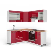 Vicco Eckküche, Bordeaux Hochglanz/Weiß, 160 x 190 cm, , ap Eiche