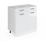 Vicco Küchenunterschrank R-Line Weiß Hochglanz, Weiß,