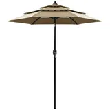 vidaXL Sonnenschirm mit Aluminium-Mast 3-lagig Taupe 2 m