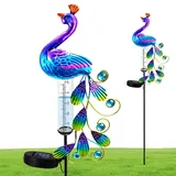BYZESTY Regenmesser Für Garten Mit LED,H 102CM Regenmesser Frostsicher,Gartendeko Regenmesser,Regenmesser Für Den Außenbereich,Glas Niederschlagsmesser Für Garten,Rasen,Terrasse,Hof,IP55,Solarenergie