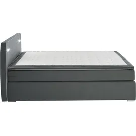 Atlantic Home Collection Boxspringbett REX, LED Beleuchtung und Topper (Härtegrad H2), dunkelgrau