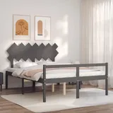 The Living Store Seniorenbett mit Kopfteil Grau Kingsize Massivholz - Grau