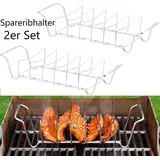 Rosenstein & Söhne 2in1-Sparerib-Halter und Bratenkorb für Grill und Ofen, Edelstahl