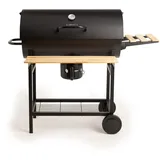 CREATE Smokey BBQ Smoker / Holzkohlegrill mit Rädern/aus Edelstahl, Temperaturkontrolle, zwei klappbare Seitenablagen, leicht zu transportieren.