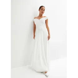 bonprix Carmen-Brautkleid mit Spitze, weiß