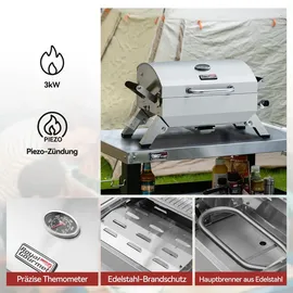 Royal Gourmet Tragbarer Gasgrill edelstahl