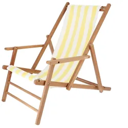 Jan Kurtz - Maxx Deckchair Teakholz, Bezug Designers Guild Streifen gelb
