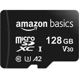 Amazon Basics MicroSDXC-Speicherkarte, 128 GB, mit SD-Adapter, A2, U3, 100 MB/s max. Lesegeschwindigkeit, Schwarz