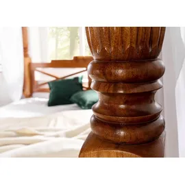 Massivmoebel24 Himmelbett Akazie 180x200x224 honig lackiert Oxford 0246