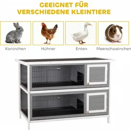 PawHut Kleintierstall 136,4 x 93 x 50 cm Grau