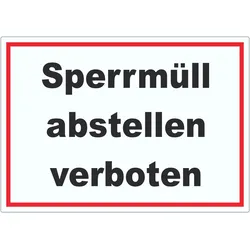 Sperrmüll abstellen verboten Aufkleber A2 (420x594mm)