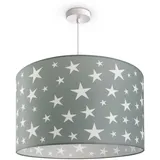 Paco Home Pendellampe Kinderzimmer Pendelleuchte Baby Lampenschirm Stoff Rund Sterne Kinderlampe E27
