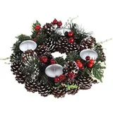 Adventskranz mit roten Beeren & Zapfen - tolle Weihnachtsdekoration, Adventsgesteck