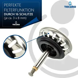 tecuro Siebkorb Ø 54 mm mit Metall-Führungsstange 8 mm und Höhenverstellung Farbe Silber