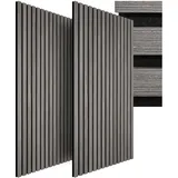 tectake® 3D Akustikpaneele 120 x 60 x 2,1 cm, Holz Optik Paneele, Wandpaneele in Holzoptik als Schallabsorber, Panels für Wohnzimmer, Küche, Wandverkleidung, Schallschutz - Eiche hellgrau, 2er Set