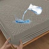 Wasserdichter Matratzenschoner 180x200cm Spannbettlaken Luxus, 3D-Muster, Super saugfähig, Atmungsaktive Matratzenbezug Wasserundurchlässiger Matratzen-Schutz Nässeschutz Spannbetttücher - Grau