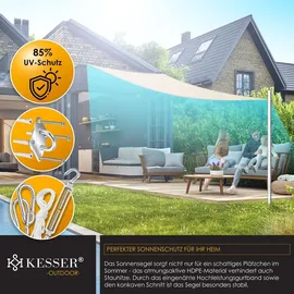 Kesser KESSER® Sonnensegel Sonnenschutz Windschutz HDPE Gewebe wasserabweisend & windabweisend 5-Fach quer vernäht robust & stabil Schattenspender Garten Balkon Terrasse
