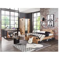 Lomadox Jugendzimmer Set 5-teilig Schrank Tisch Rollschrank Bett 140cm,