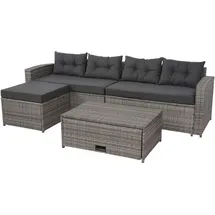 MCW J34 Polyrattan Lounge-Garnitur grau/dunkelgrau inkl. Kissen + Polster