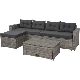 MCW J34 Polyrattan Lounge-Garnitur grau/dunkelgrau inkl. Kissen + Polster