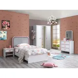 JV Möbel Kinderzimmer Set Kinderbett, Nachttisch, Kommode Kleiderschrank), Modern weiß