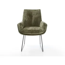 DeLife Esszimmerstuhl Clea-Flex Chenille Olive Kufengestell Schwarz