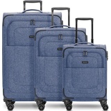Redolz Essentials 12 THREE SET 4-Rollen Kofferset 3-tlg. mit Dehnfalte, blue