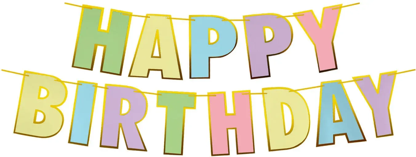 Papiergirlanden Geburtstag HAPPY BIRTHDAY bunt, 16 x 20 cm Buchstaben + 5m Band