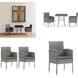 vidaXL 3 tlg. Garten Essgruppe Poly Rattan Schwarz - Gartenmöbel-Set - Gartenmöbel-Sets - Gartentisch Und Stühle - Gartentische Und Stühle - Schwarz