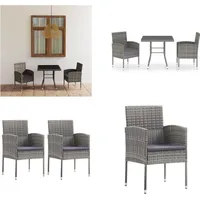 vidaXL 3 tlg. Garten Essgruppe Poly Rattan Schwarz - Gartenmöbel-Set - Gartenmöbel-Sets - Gartentisch Und Stühle - Gartentische Und Stühle - Schwarz