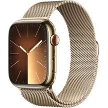 Apple Watch Series 9 GPS + Cellular 45 mm Edelstahlgehäuse gold, Milanaise Armband gold One Size