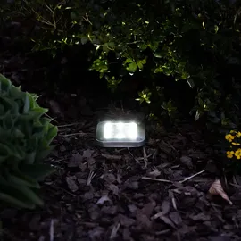 ETC Shop Solarlampe Garten Deko Solarlampen für Außen Wegelampe Bodenleuchte Gartenleuchten Solar mit Erdspieß, Kunststoff Edelstahl, LED kaltweiß, LxBxH 10x10x13 cm,