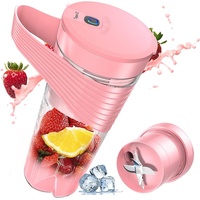 Mini Standmixer, Tragbarer Smoothie Maker, USB-Aufladung Mischbecher, mit 6 Klingen aus Edelstahl, für Reisen, Fitnessstudio, Büro (Rosa)