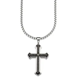 Kette mit Anhänger »Schmuck Geschenk, Halskette Kreuz Venezianerkette Silber Schwarz«, 37103643-0 edelstahlfarben