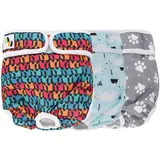 Wiederverwendbare Hundewindeln für Hündinnen, sehr saugfähig, atmungsaktiv, wasserdicht, Hitzehosen für Hündinnen – 3er-Pack, waschbar (Extra Groß Fit für 25"- 35" Taille Nettes Muster)