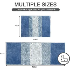 enyhom Mikrofaser Badteppich Set Blau rutschfeste Saugfähig