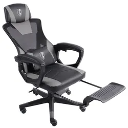 Gaming Stuhl im modernen Racing-Design mit einklappbarer Fußstütze - Gaming Chair mit flexiblen Armlehnen - ergonomischer Gaming Schreibtischstuhl mit extra Stützkissen