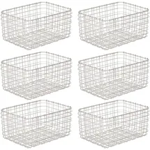 mDesign Allzweckkorb Aufbewahrung Drahtkorb 6er Set 31 x 15 x 31 cm mattsilber