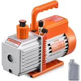 Vevor Vakuumpumpe, 6 CFM, HVAC 2-stufige Drehschieber-Vakuumpumpe, für R134a R22 R410a-Systeme, mit Ölflasche, für die Harzentgasung zur Wartung von Autoklimaanlagen