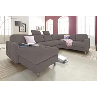Wohnlandschaft SIT & MORE "Pablo U-Form", grau (elefant), B:292cm H:80cm T:87cm, Struktur (100% Polyester);Kunstleder SOFTLUX;Luxus-Microfaser ALTARA NUBUCK (100% Polyester), Sofas, Wohnlandschaft, wahlweise mit Bettfunktion und Bettkasten, Topseller