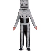 Minecraft Skelett-Kostüm für Kinder, Videospiel-inspiriertes Charakter-Outfit, klassisches Kind, Größe S (4-6), Grau