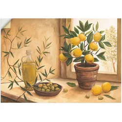 Wandbild ARTLAND "Oliven und Zitronen", bunt (farbe bild(er): naturfarben), B:70cm H:50cm, Bilder, als Alubild, Outdoorbild, Leinwandbild, Poster, Wandaufkleber